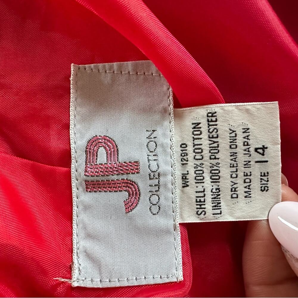 Y2K Red Corduroy Blazer Structured Jacket Front Pockets 90s Retro Office Size 14 - Picture 7 of 10